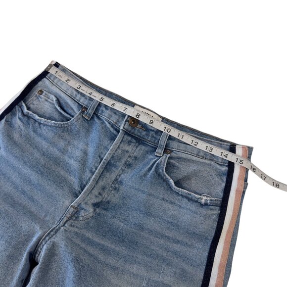 Pistola Women Striped Side Denim Slim Button Fly Jeans SZ 31 Light Wash Mid-Rise - Picture 6 of 16